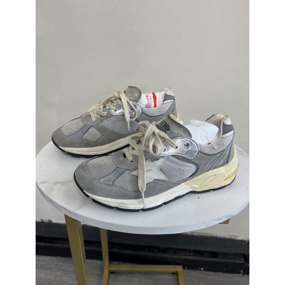 Golden Goose Dad-Star Grey Silver Mesh Leather Chunky Sneakers Shoes Size 36 US6